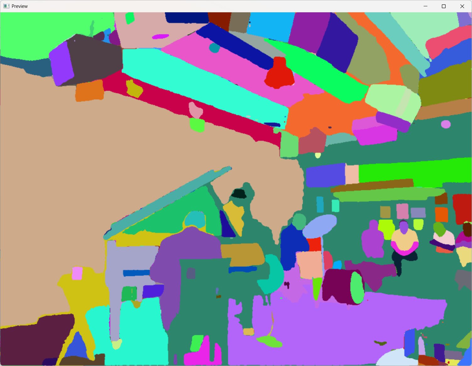 Image showing the output of the Segment Anything Model (SAM) applied to the original image, with each segment colored a random color